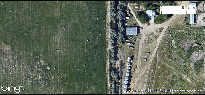 Aerial view of farm in Wyoming. More in text above and caption. 