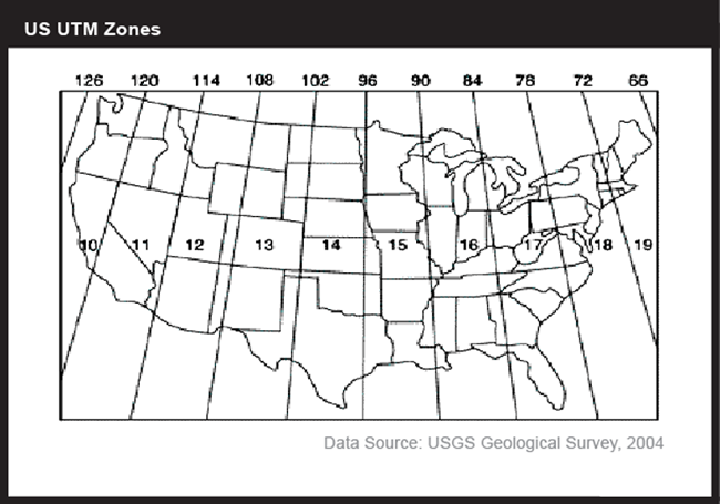  The ten UTM zones that span the conterminous U.S. Described more in text below.