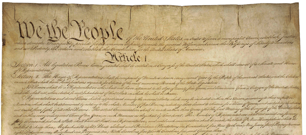 Upper portion of the Constitution of the United States of America.