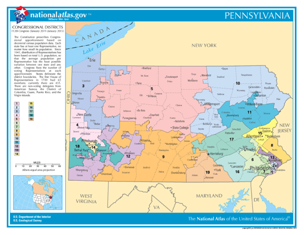 How many voting districts are there in Pennsylvania as of the latest census?