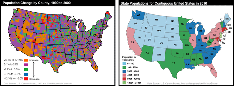 Two population maps see caption