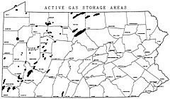 Active gas storage areas in PA