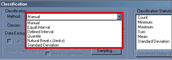 Portion of the ArcMap classification dialog box.