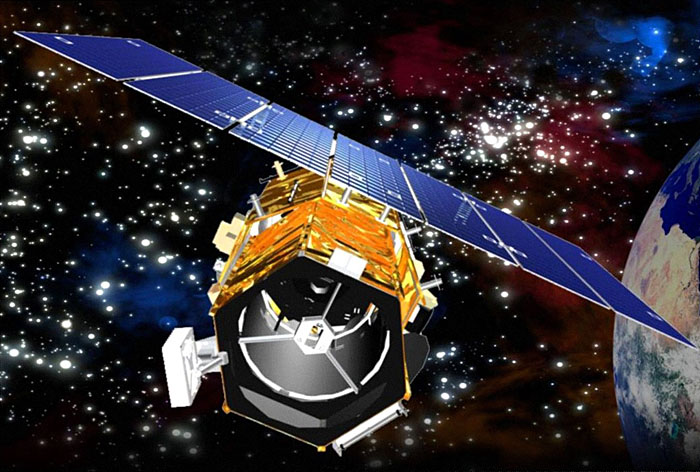 Artist's rendition of the GeoEye-1 high-resolution commercial imaging satellite in orbit