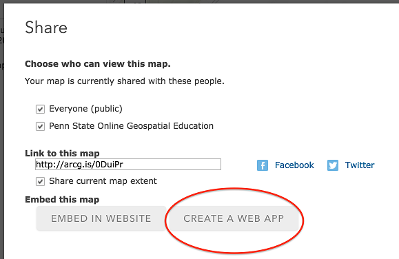 Accessing the app template options in ArcGIS Online