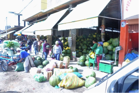 Squash in market of Central Andes of Peru