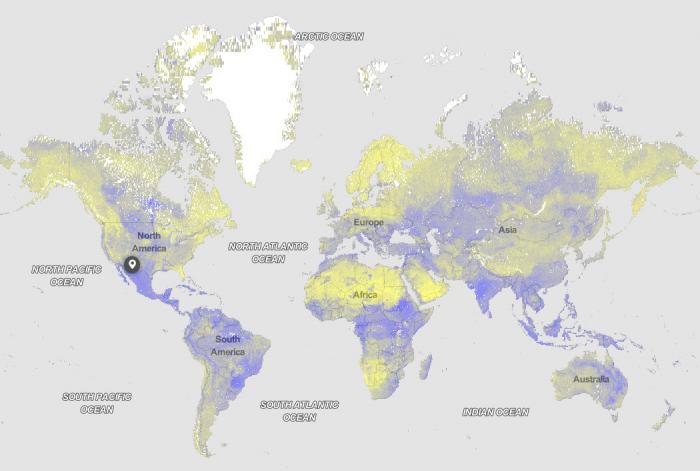 example of a map from the SoilGrids data portal, see image caption for more information