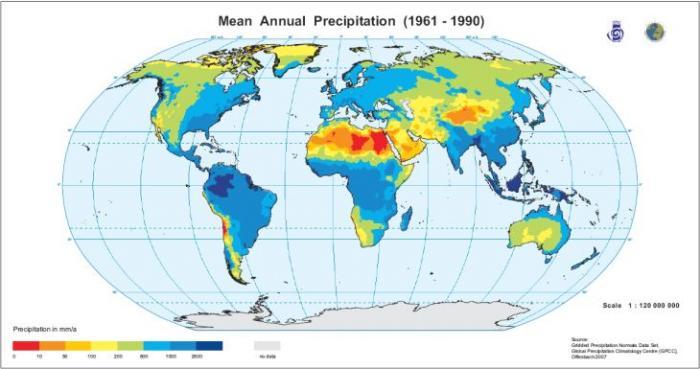 Global Annual Average Precipitation Map