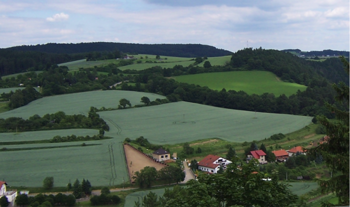This landscape in central Europe appears quite traditional but is in fact a production zone for commodity crops in the globalized corporate food system