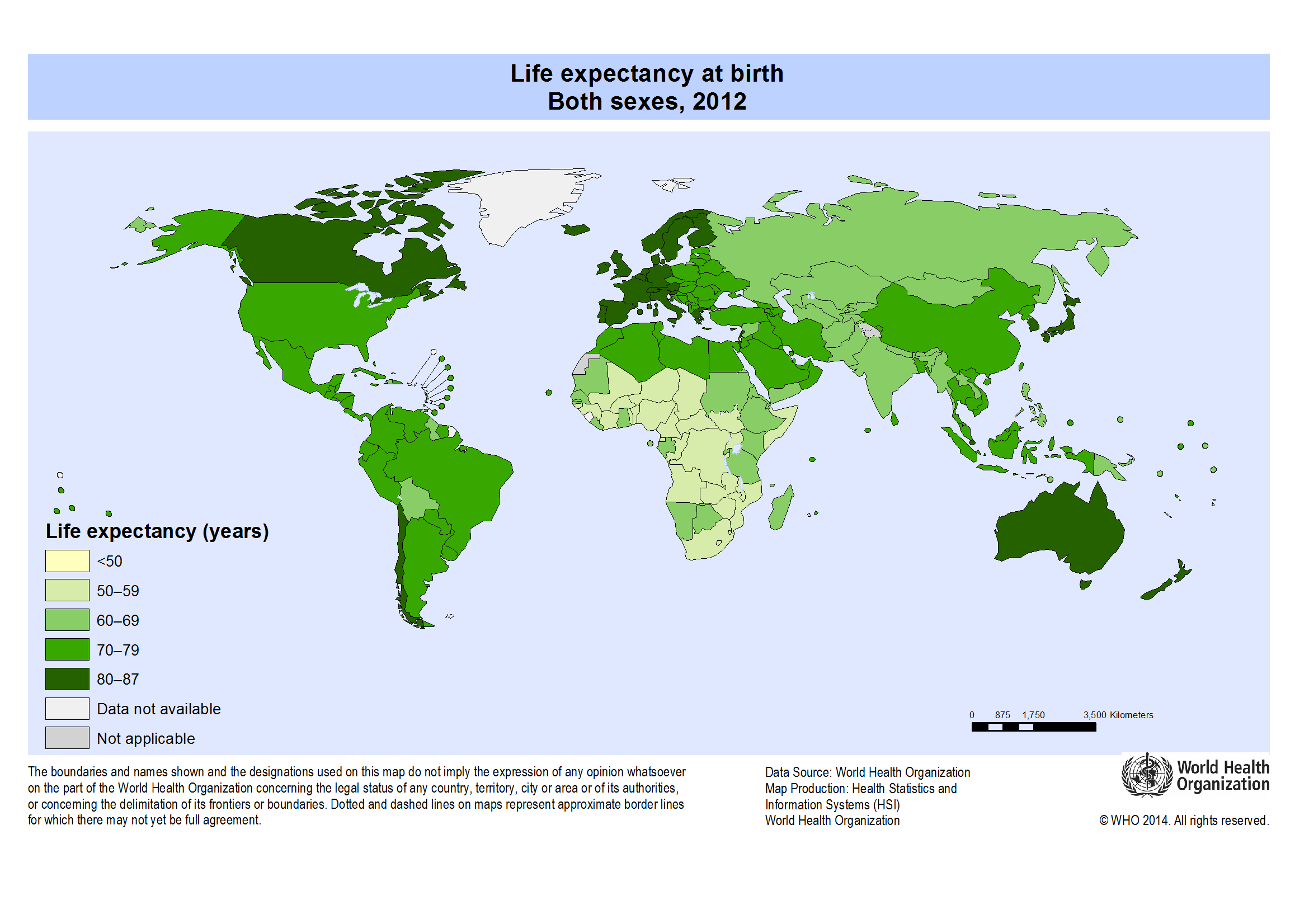 Life Expectancy World map, see text description in link below