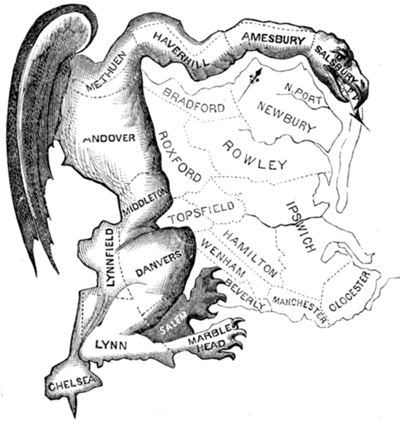 Political Gerrymander cartoon of a dragon. 