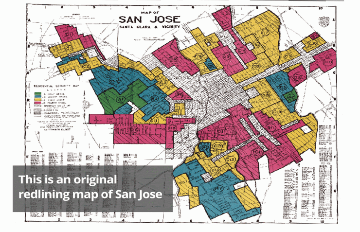 Original Redlining map of San Jose Santa Clara and Vicinity.