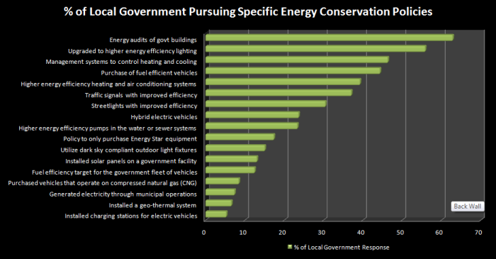 Percent of local government pursuing specific energy conservation policies