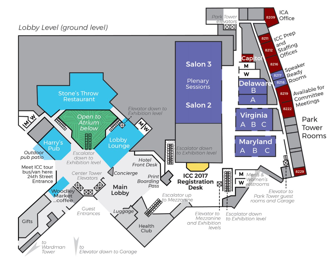 example of an indoor map: Washington DC Marriott from the 2017 International Cartographic Conference