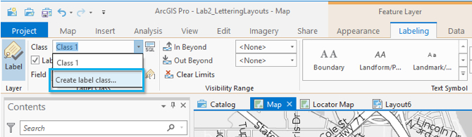 screen capture: creating a new label class in the Labeling menu in the ribbon "create label class..." highlighted