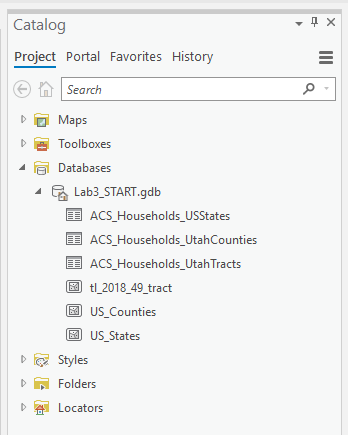 screen capture to show the Catalog pane and the refreshed database