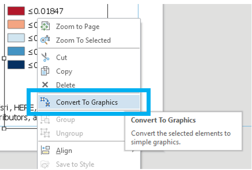 depiction of using the Convert to Graphics function