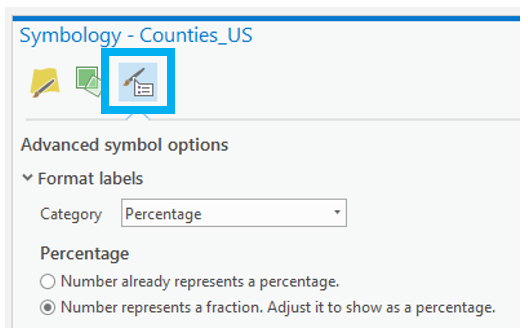 screenshot of Advanced symbol options in the Symbology pane