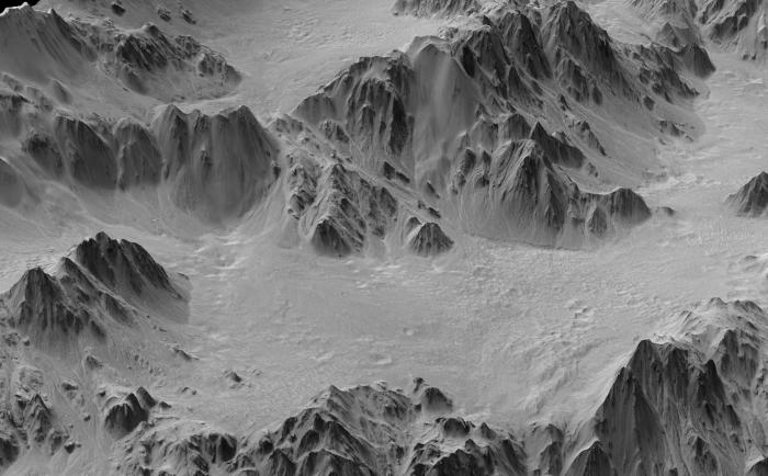 Digital terrain model of Mars' mojave crater