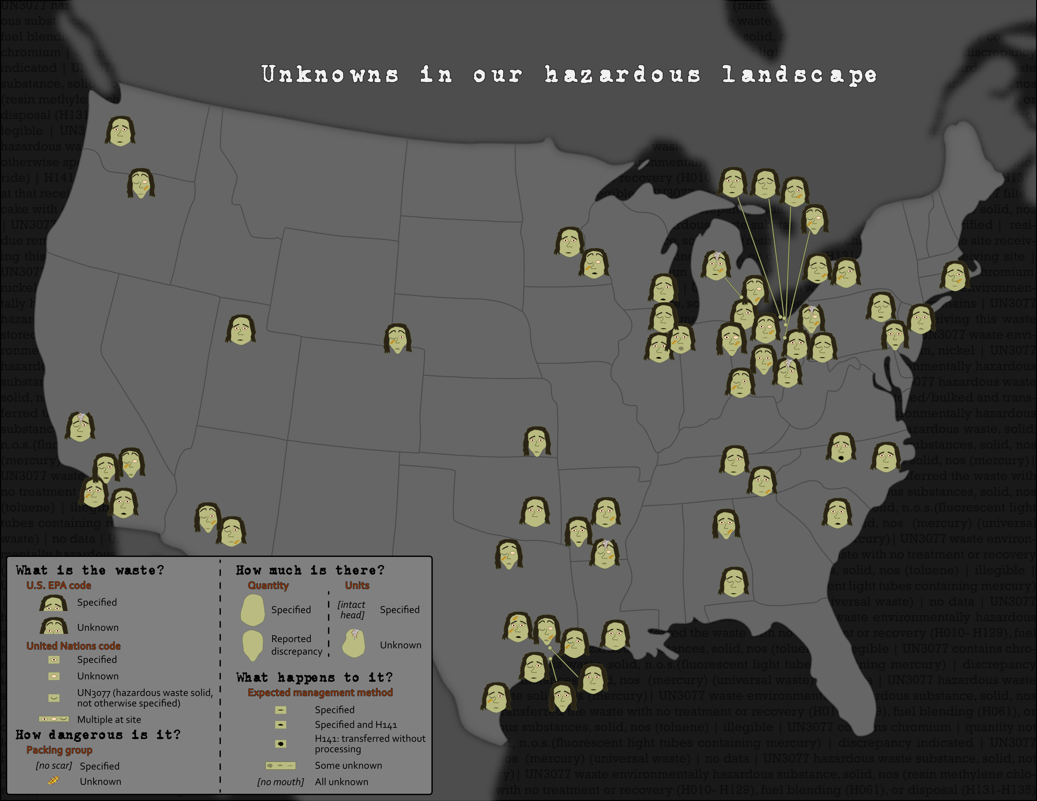 US map of "Unknowns in our hazardous landscape," see surrounding text