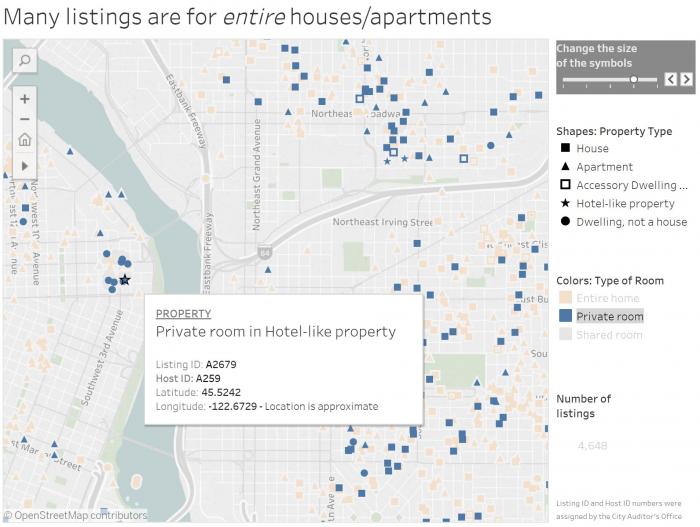 screenshot of "details on demand" stage view of interactive map dashboard of property listings
