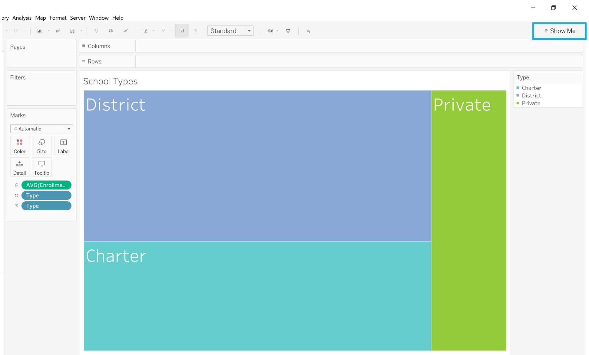 screen capture: Designing a treemap in Tableau