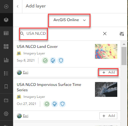 Example of Add > "Search for Layers"