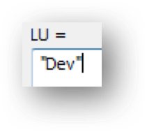 Screenshot LU = "Dev"