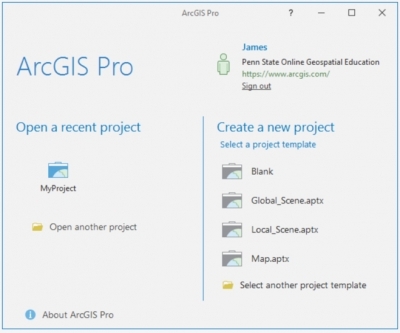 Screenshot of ArcGIS pro login