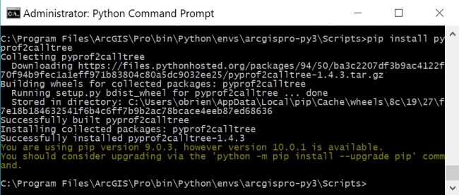screenshot of administrator python command prompt