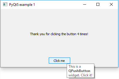 computer window with the words "thank you for clicking the button 4 times!" with small click me button