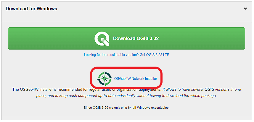 screenshot of the qgis website where you can download the software