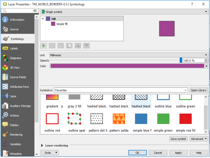 screenshot of the layer properties window where the fill color is being adjusted