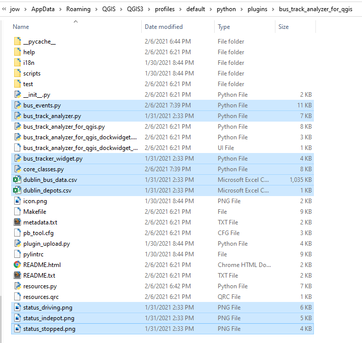  Screenshot of selected files listed above