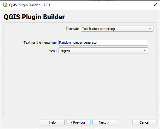 screenshot of plugin builder template selection: tool button with dialog