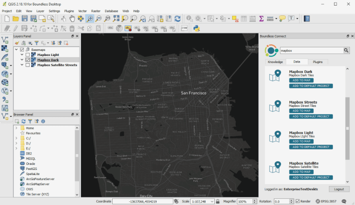 Screenshot of Boundless QGIS Desktop