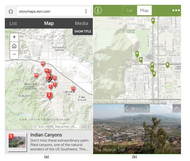 Example of a Story Map with various screenshot of Palm Spring California.