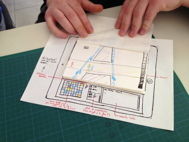 Example of a paper prototype. Mockup of website with url placeholder, login box, news box, and nav map section.