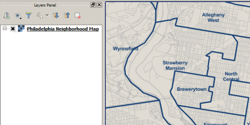 Screen Capture: Viewing the group layer in QGIS