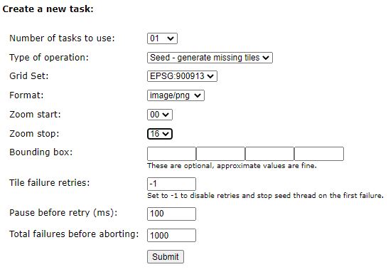 Screen Capture: Create new seed task