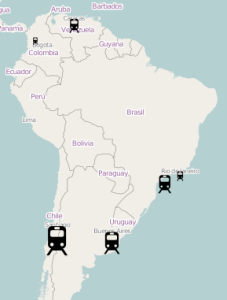  Metro systems in South America with proportional symbols