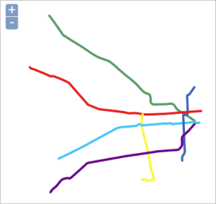  Subway map with unique colors for each line