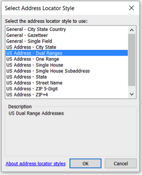 Select Address Locator Style