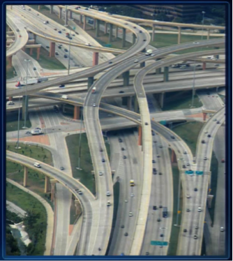 Complex highway interchange