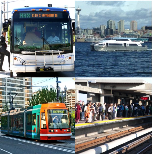 Examples of fixed route transit. bus, boat, trolley, train