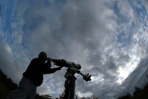 Optical system in use on a cloudy day
