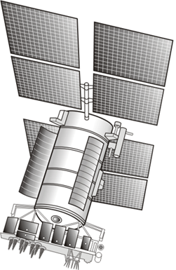 Drawing of a GLONASS Uragan M Satellite