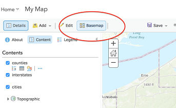 Changing the basemap in ArcGIS Online