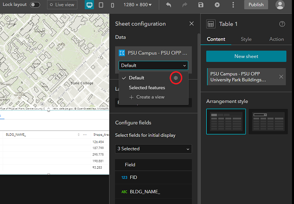 Accessing table view settings