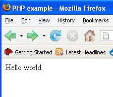A basic PHP page in a web browser